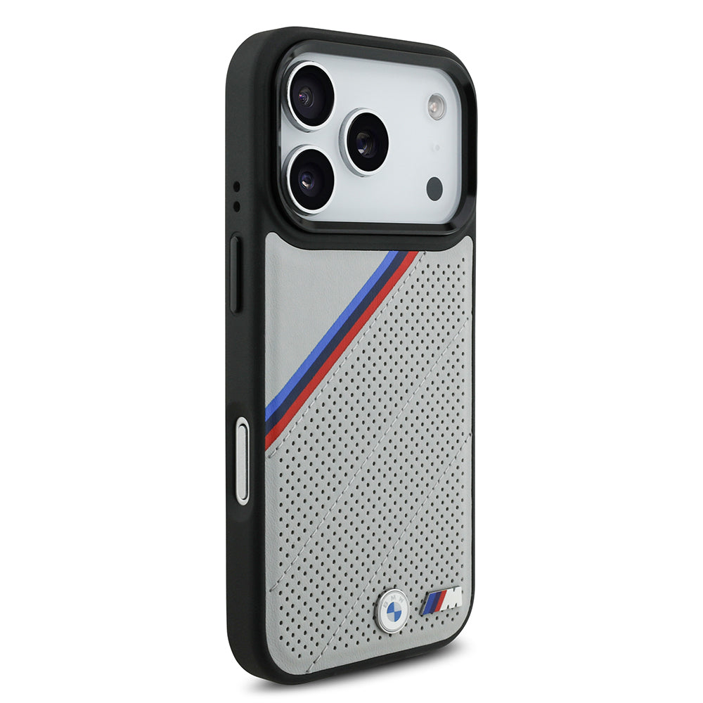 BMW iPhone 17 Pro Orjinal Lisanslı M-safe Şarj Özellikli M Logolu Üç Şeritli Delikli Deri Kılıf BMW iPhone 17 Pro Orjinal Lisanslı M-safe Şarj Özellikli M Logolu Üç Şeritli Delikli Deri Kılıf